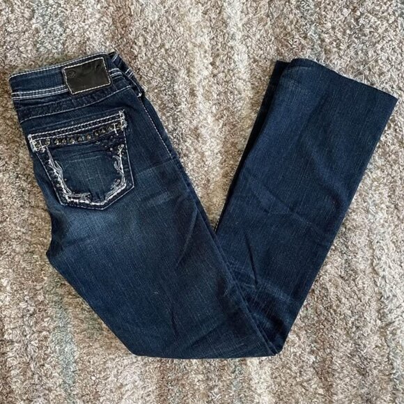 Silver Tuesday Slim Bootcut Raw Hem Jeans Sz 26 X 31.5 - Picture 1 of 6